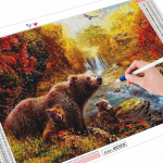 Teemantmaal Uus karu Teemanttikandid Ristpistes S&uuml;gisloomade pildid kividest mosaiik k&auml;sit&ouml;&ouml;komplekt Full Round (20X30CM)