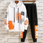 Moodne meeste komplekt Korea stiilis s&uuml;gistalvine elastne v&ouml;&ouml;p&uuml;ksid + pikkade varrukatega pullover Pusa komplekt vabaaja meeste r&otilde;ivaste komplekt XXXL valge