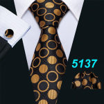 Barry.Wang Kuldne Must Jacquare Lipsud Moekomplekt Hanky ​​mansetin&ouml;&ouml;bid Meeste riidest siidist lipsud 5135