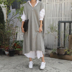 S&uuml;gistalvine V kaelusega avar sviiter, naiste &uuml;lisuur pikk kootud vest Naiste vabaaja varrukateta kampsun One size hall v&auml;rv