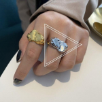 ANENJERY Ebakorrap&auml;rase kujuga paks s&otilde;rmus naistele Stiilsed prantsuse disainiga ehted Resizable