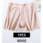 Flarixa Ice Silk Plus Size pitsist turvap&uuml;ksid &Otilde;mblusteta keskmise v&ouml;&ouml;kohaga &otilde;hukesed naiste suvep&uuml;ksid hingav siidist jalgevahe bokser naistele XXL beež