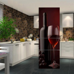 K&uuml;lmiku kleebis ukse kate Punane veinikapp 3D isekleepuv kile uks Vin&uuml;&uuml;l k&uuml;lmkapi katte kleebised tapeedikleebised PVC kunst 60x150cm