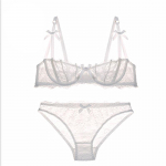 DKGEA naiste &uuml;li&otilde;huke suures suuruses rinnahoidja, 1/2 tassi seksikas pitsist aluspesu komplekt, l&auml;bipaistev 75C valge