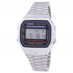 Casio Digital Alarm Chrono Stainless Steel A168WA-1WDF A168WA-1W unisex kell h&otilde;be