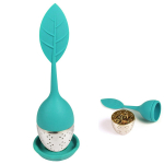 Les Tr&eacute;sors De Lily [R2891] &ndash; t&uuml;rkiissinine teepall  Leaf  (silikoonteras + tass) - 15. 5x5cm t&uuml;rkiissinine