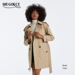 MIEGOFCE kevad-s&uuml;gis elegantne naiste tuulepluus rev&auml;&auml;rkrae Kaherealine Trench-mantel vabaaja Parka S khaki