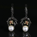 Loominguline peen must kahev&auml;rviline naiste k&otilde;rvar&otilde;ngad peoehted Kvaliteetsed inkrusteeritud krabikujulised noble k&otilde;rvar&otilde;ngad peo daami ehted s&uuml;nnip&auml;evakingitus must