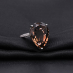 Gb 10,68 ct looduslik suitsukvartsist v&auml;&auml;riskivist kokteilis&otilde;rmused naistele 925 sterling h&otilde;bedane kihlas&otilde;rmus peened ehted 10