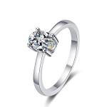 Bague Ringen 925 Sterling h&otilde;bes&otilde;rmus 1-katuse ovaalse kujuga moissanite sertifikaadiga, originaalne kihlustunnistus 1ct（No.9-No.20） valge