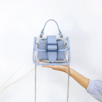 IELGY V&auml;rske ja magus tarretisekott, t&uuml;drukute mood, kaasaskantav magnetnupp PVC valge kevadsuvine sisemus L&auml;bipaistev kott kett k&auml;ekott Poja-ema kott sinine