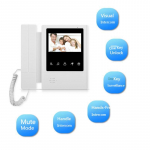 4,3-tolline juhtmega videouksetelefoni s&uuml;steem visuaalne sisetelefoni uksekell koos 1 monitoriga + 1 * 700 TVL v&auml;liskaamera koduvalveksAA valge