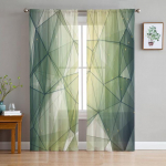 Tumerohelise kolmnurga ebaregulaarne graafiline &scaron;ifoonist l&auml;bipaistev kardinad elutuppa magamistuppa kodukaunistuse akna Voiles t&uuml;llkardin 1 PCS W100XH250cm