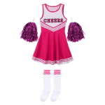 Kids Girls Cheer Leader vormiriietus Laste ergutust&uuml;drukute kost&uuml;&uuml;m sukkadega 2 pom pom 9-10 Years