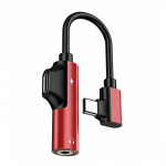 AUX lightning USB C To 3,5 mm pistikupesa Heli laadimine 2-&uuml;hes pesaga k&otilde;rvaklappide vahetaja topeltpistik iphone 11 12 jaoks Huawei Xiaomi Mi Note 7 8 9 C-t&uuml;&uuml;pi kaabel Type-C punane