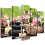 Viieosalise pildiga l&otilde;uendiprindiga Zen Spa Flowers Candles 100x70 mitmev&auml;rviline
