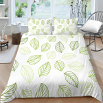 Pere voodipesu &Uuml;he kaheinimesevoodi t&auml;issuuruses Plant Printing seeria voodipesu lehtede mustriga padjap&uuml;&uuml;r ja tekikate pestav kodukaunistus UK Single 135x200cm