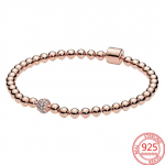 Naiste peen k&auml;ev&otilde;ru 925 Sterling H&otilde;bedane Roosa Kuld Kopp Pandlaga Helmestega K&auml;ev&otilde;ru Sobivad Originaal Pandora Charm Beads DIY Kingitus roosa kuldne v&auml;rv