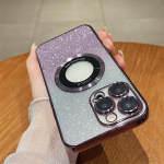 luksuslik Gold Shield galvaniseeritud gradientv&auml;rvi Glitter Magnetic juhtmevaba laadimis&uuml;mbris iPhone 14 13 12 11 Pro Max Kukkumiskaitse kate iPhone 14 Pro Max must