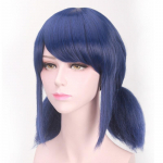 Anime 35cm LB Parukad Peluca Marinette T&uuml;drukud Naiste Cosplay Topelt Hobusesaba Patsid L&uuml;hikesed Sirged Parukas Sinised Juuksed 35CM sinine