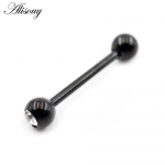 Alisouy 2PC 14G/16G kuupmeetri tsirkoonkuuli roostevabast terasest keeler&otilde;ngad augustamine vahesein T&ouml;&ouml;stuslikud kangik&otilde;rvar&otilde;ngad naastudega keha ehted #1 1.2*8+4+4mm must