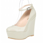 Naiste kingad Seksikad 12 cm k&otilde;rged kontsad, platvorm kiilupumbad, libisemistald, kiilud, pandla rihm, &uuml;mmargune varvas tikkp&uuml;ksid pulmakingad 35 valge