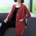 Kevads&uuml;gisene V-kaelusega kootud kardigan naiste keskmise pikkusega Korea kampsun, 4xl, elegantsed mantlid, vabaaja kudumid, v&auml;lisr&otilde;ivad S