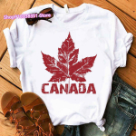 Fashion Canada Maple Leaf Flag Print Naiste T-s&auml;rk L&uuml;hikeste varrukatega Harajuku O Kaelusega Lahtine Naiste Ts&auml;rk Naiste T-s&auml;rk Topid S