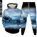 Meeste moe dressikomplektid Shark Dolphin Fish Creative Animal 3D Prindiga riided kapuuts + p&uuml;ksid Naiste vabaaja spordir&otilde;ivad Suurus S-6XL S