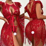 Seksikas erootiline pesu Naine Pits pidžaamad Seksiriided L&auml;bipaistev Babydoll hommikumantel kleit Must kuumad kleidid 2XL punane