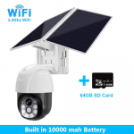 P&auml;ikesekaamera Juhtmeta WiFi 4G P&auml;ikesepatarei toitega v&auml;listingimustes Turvakaitse J&auml;relevalve Videokaamera Nutikas kodu PIR-kaamera CCTV 【WIFI】1W mAh + 64G Card must/valge