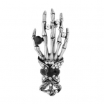 Unisex Rhinestone Skull Hand Pross Pin Denim jakk krae m&auml;rk Halloweeni kingitus