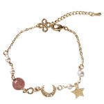 Naiste Rhinestone Star Moon Bead Charm Chain K&auml;ev&otilde;ru K&auml;ev&otilde;ru Ehted Kingitus