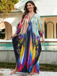 EDOLYNSA Plus Size Kaftan kirjud Boheemlasliku tr&uuml;kiga suvine Long Beach Kleit Naiste Koduriietus Riietus Ujumiskost&uuml;&uuml;m Cover Up Loose Caftan One Size mitmev&auml;rviline