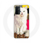 Kohver Oppo A74 siniste ja kollaste silmadega T&uuml;rgi kaubiku valgele kassile