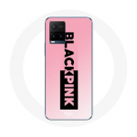 Coque pour Vivo Y21s 2021 / Y21 2021 Blackpink Groupe de K-pop Logo Noir Rose Fond Rose
