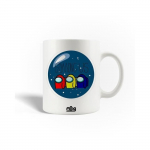 Mug en C&eacute;ramique Among Us jeu vid&eacute;o rouge jaune bleu fond bleu