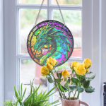 Dragon Ornament vitraažakna riputuspaneel Dekoratiivne akr&uuml;&uuml;l V&auml;rviline jaoks