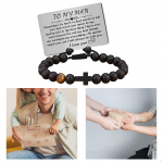 K&auml;sitsi valmistatud meeste helmestest k&auml;ev&otilde;ru graveeritud sildikaardiga Kingitused pojale meeste poiste s&uuml;nnip&auml;evaks TO MY SON Card