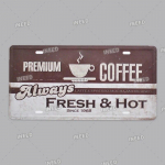 Metallist Plekk-sildid Kohvi Numbrim&auml;rk Vintage Metallplaadid Retro Plekkplaat Kohviku K&ouml;&ouml;gi Kodu Elutoa Ukse Seinakunsti Dekoratsioon 15x30cm