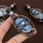 Natural Howlite Jasper Gemstone Handmade Copper Wire Wrap Pendant 3.39 i4l03