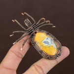 Natural Brecciated Mookaite Gemstone Copper Wire Wrap Spider Pendant 2.56 g7b16