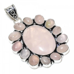 Natural Rose Quartz Gemstone Handmade 925 Sterling Silver Pendant 2.56 q3z07