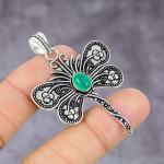 Natural Green Onyx Gemstone Handmade 925 Sterling Silver Pendant 2.21 f7f23