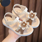 Laste sandaalid Suvised libisemisvastased pehme talla sandaalid Armas lilleline printsess sandaalid Laste sandaalid 26 elevandiluuvalge