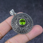 Natural Peridot Gemstone Handmade 925 Sterling Silver Jewelry Pendant 1.75 b8h55