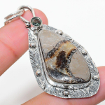 Natural Septerian Stone, Tsavorite 925 Sterling Silver Pendant 2.56 m2l95