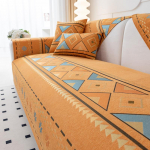 Bohemia &scaron;enillist diivanikate, geomeetrilise tikandiga diivani kate, m&ouml;&ouml;bli kaitsekate, libisemiskindlad diivanikatted elutoa sisekujunduseks 90x210cm kollane