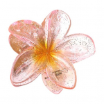 Naiste lillekujuline juukseklamber, l&auml;bipaistev juukseklamber, tagumine juuksen&otilde;el, plastist materjal, tugeva haardega juukseklambriga juukseklamber kollane