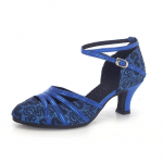 5 v&auml;rvi naiste t&uuml;drukute ladina tantsu kingad Ballroom Tango Salsa peokingad naistele k&otilde;rge kontsaga 5,5 cm 40 sinine